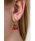Leuke fruit oorhangers met kersen en groene blaadjes 