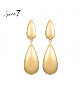 Goudkleurige oorhangers in dubbele druppel vorm 