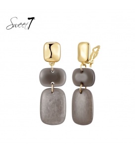 Oorclips in mat grijs met goudkleurige glanzende details