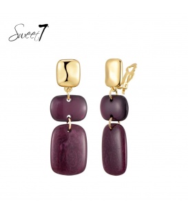 Oorclips met bordeaux rode hangers en goudkleurige clip