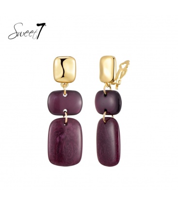 Oorclips met bordeaux rode hangers en goudkleurige clip