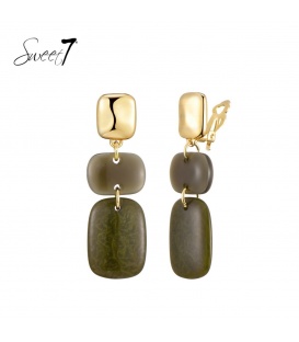 Oorclips in goudkleurig met donkergroene accenten