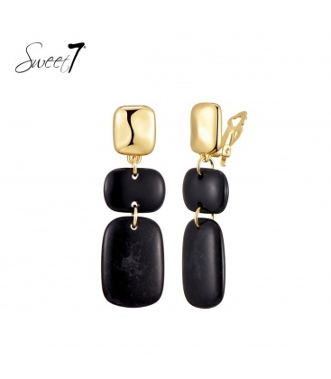 Oorclips met zwarte elementen en goudkleurige oor stukje