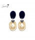 Blauwe oorhangers met speelse ringen en kleine kraaltjes