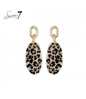 Trendy oorhangers met luipaardprint en goudkleurige schakels
