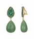 Oorclips met een groene druppel hanger en steentjes detail