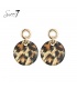 Bruine oorhangers met ronde hanger in dieren print