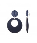 Donkerblauwe oorclips met een ronde bovenzijde met een open hanger