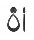 Oorclips zwart met open ovale hanger