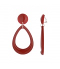 Oorclips rood met een ovale hanger