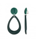 Oorclips in donkergroen met een ovale hanger