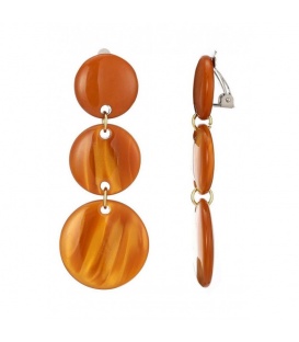 Oorclips oranje, bruin met 3 ronde schijven