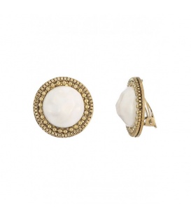 Oorclips wit met een bewerkte goudkleurige rand