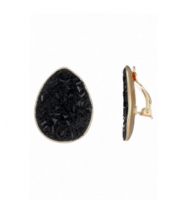 Oorclips met zwarte steentjes en gouden omlijsting