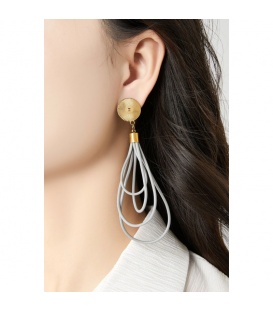 Oorclips met grijze lussen en goudkleurig oor stukje