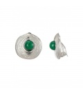 Oorclips met groen steentje en zilverkleurig rand