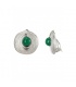 Oorclips met groen steentje en zilverkleurig rand