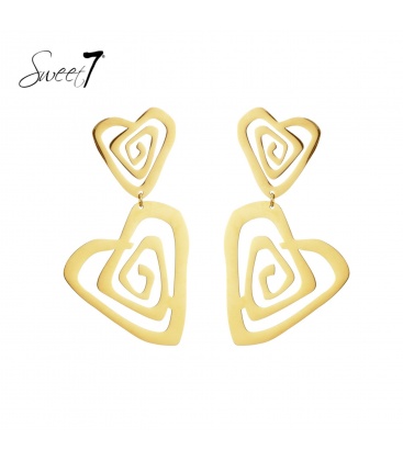 Goudkleurige oorhangers met twee open harten