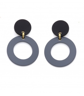 Oorclips met zwarte knop en grijze cirkel