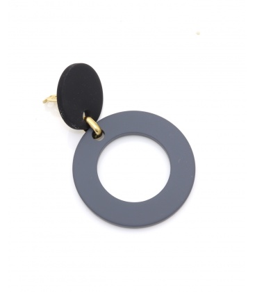 Oorclips met zwarte knop en grijze cirkel