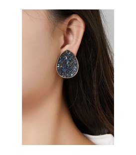 Oorclips paars met glinsterende strass steentjes