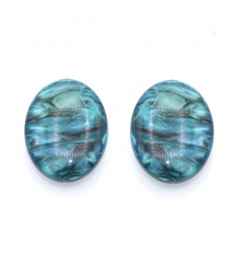 Oorclips turquoise met een marmer look