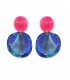 Oorclips blauw en roze met vlakken design