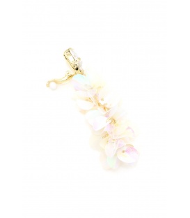 Oorclips wit met iriserende schijfjes en glas steentje