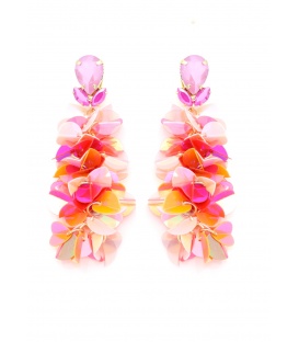 Oorclips lang met glanzende roze en oranje accenten