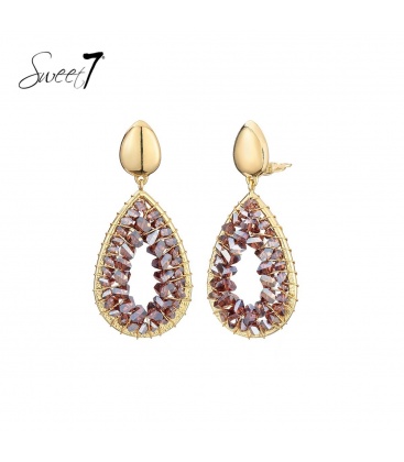 Oorclips bruin met warm kleurenspel en goudkleurige accenten