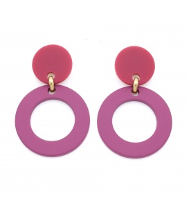 Oorclip paars met ronde open vormen in trendy tinten