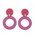 Oorclip paars met ronde open vormen in trendy tinten