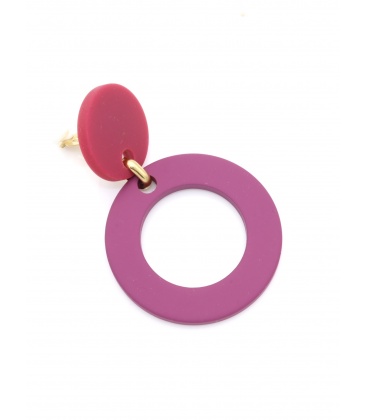 Oorclip paars met ronde open vormen in trendy tinten