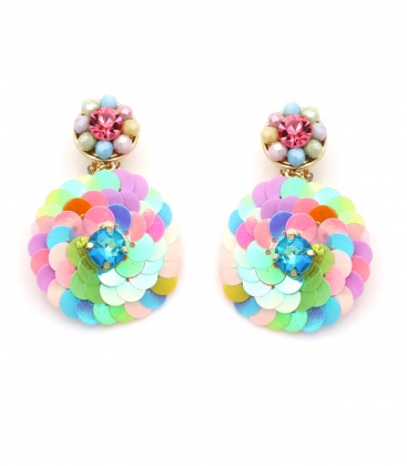 Oorclips met pailletten in regenboog kleuren