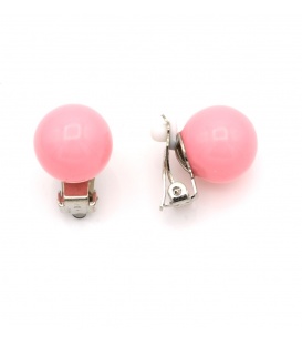 Oorclips roze parel en zilverkleurige clip