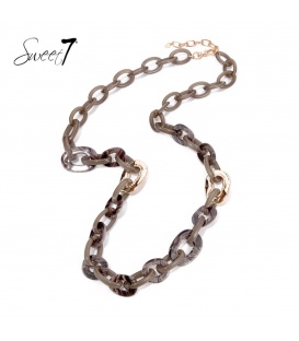 Halsketting camel kleurig met goudkleurige schakels