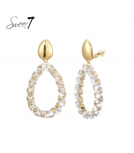 Oorclips met heldere strass steentjes en goudkleurige top