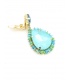 Oorclips met turquoise druppel steen en blauwe kristallen