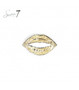 Broche lip vorm met rode fonkelende kristallen