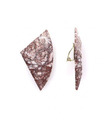 Oorclips met marmerprint in aardetinten