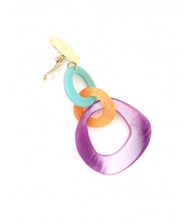 Oorclips met gekleurde schakels en goudkleurige detail