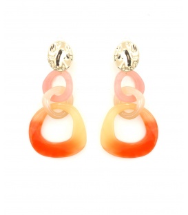 Oorclips met roze, perzik en oranje accenten