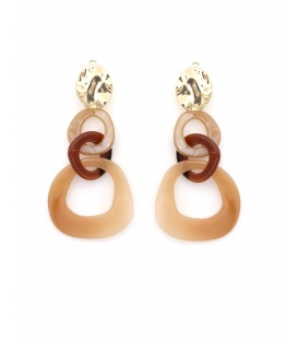 Oorclips bruin gekleurde abstract design en een goudkleurig oor stukje