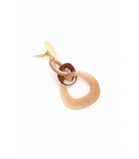 Oorclips bruin gekleurde abstract design en een goudkleurig oor stukje