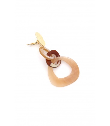 Oorclips bruin gekleurde abstract design en een goudkleurig oor stukje