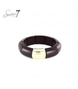 Armband bruin met een breed design en goudkleurig accent