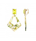 Oorclips met lichtgroene sier steen en gekleurde hanger