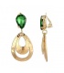 Oorclips met goudkleurige lagen en groene kristalsteen