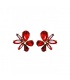 Oorclips in bloemvorm met vuurrode stenen