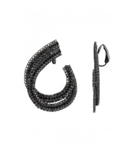 Oorclips zwart bezet met fonkelende strass steentjes